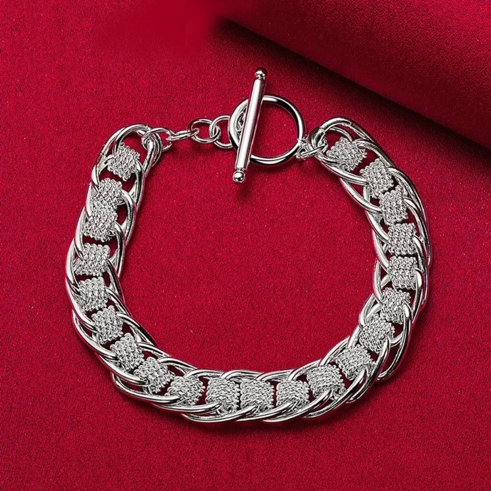 💎 Luxury Bracelet 925 Sterling Silver Charm Chain Bracelet Bangles Classic - Picture 4 of 5